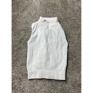 In Good State White Ribbed Quarter Zip Mock Neck Tank Top Large